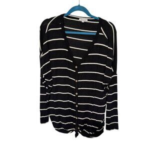 White Birch Cardigan Black and White Stripe V Neck Womans L